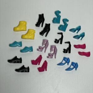 Lot of 11 Pairs Barbie Wedges Heels Frozen Pumps Shoes Pink Teal Black Yellow